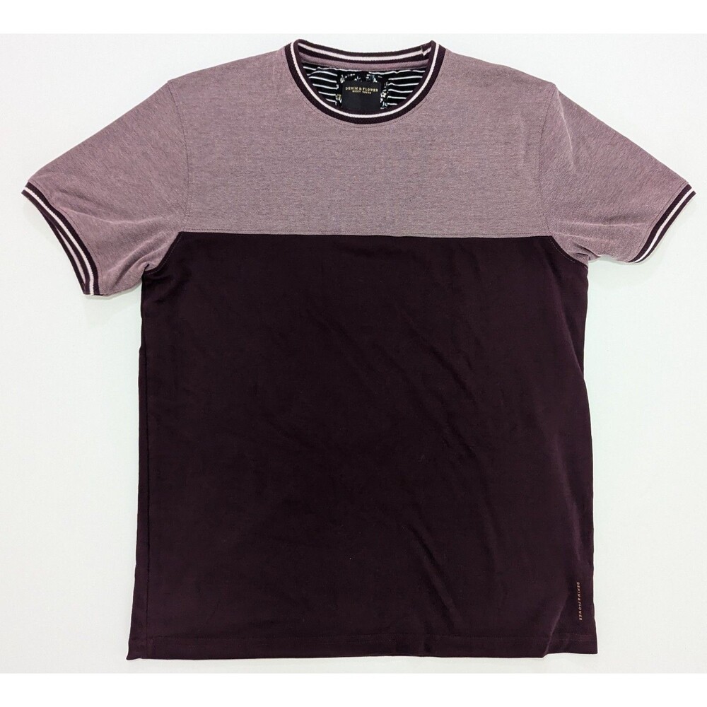 Denim & Flower Men's Maroon Short Sleeve T Shirt Size Large